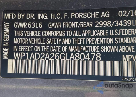 2016 Porsche Cayenne Gts z USA, uszkodzony, nr VIN WP1AD2A26GLA80478